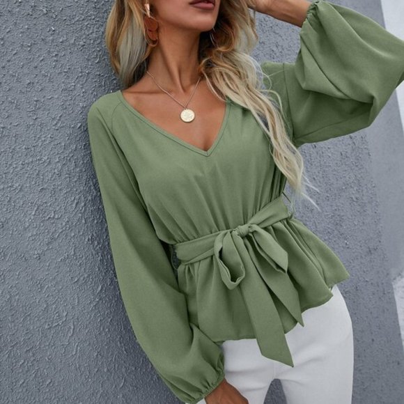 Chic as Ever Belted Peplum Top MORE COLORS - Picture 5 of 8